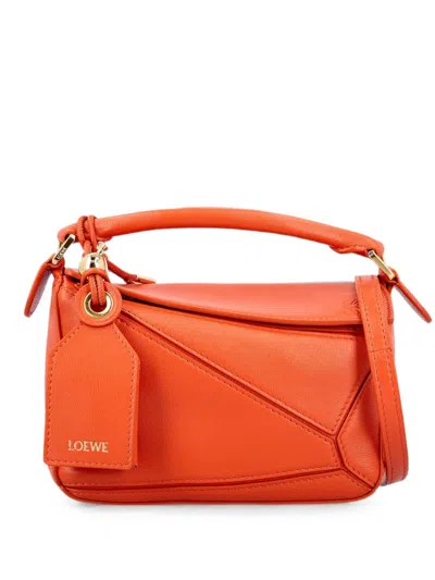 Loewe Mini Featherlight Puzzle Cross Body Bag In Red