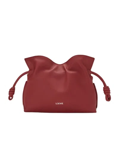 Loewe Mini Flamenco Clutch Bag In Burgundy