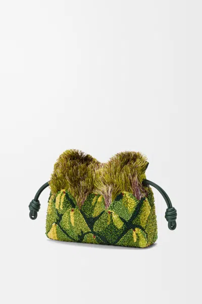 Loewe Mini Flamenco Clutch Beaded For Woman In Green