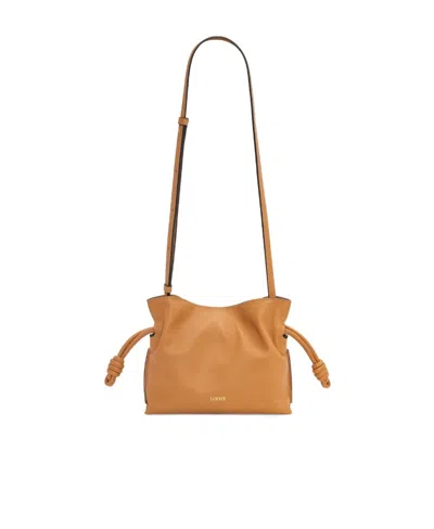 Loewe Mini Flamenco Clutch Drawstring Shoulder Bag In Brown