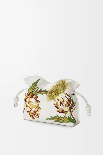 Loewe Mini Flamenco Clutch In Leather Skin For Woman In White