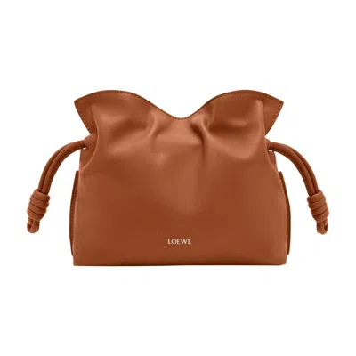Loewe Mini Flamenco Clutch In Nappa Calfskin In Brown