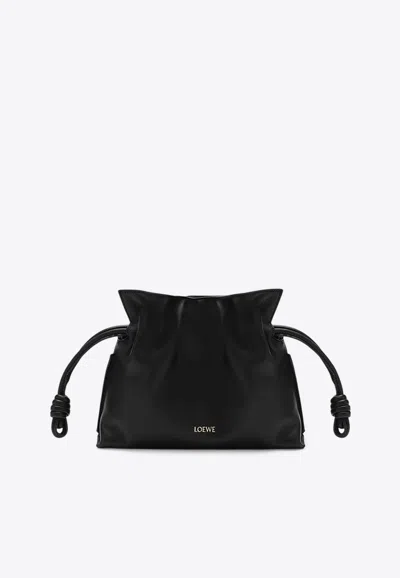 Loewe Mini Flamenco Leather Pouch Bag In Black