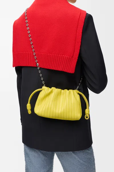 Loewe Mini Flamenco Pleats Purse In Nappa Lambskin For Woman In Yellow