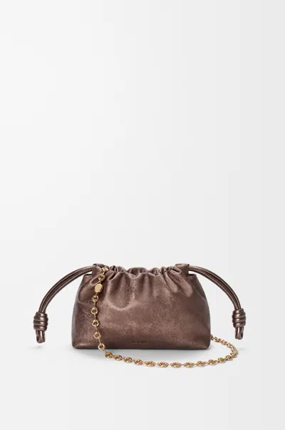 Loewe Flamenco Clutch Bag In Moire-print Leather In Brown