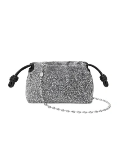 Loewe Mini Flamenco Purse In Beads And Nappa Lambskin In Black/silver