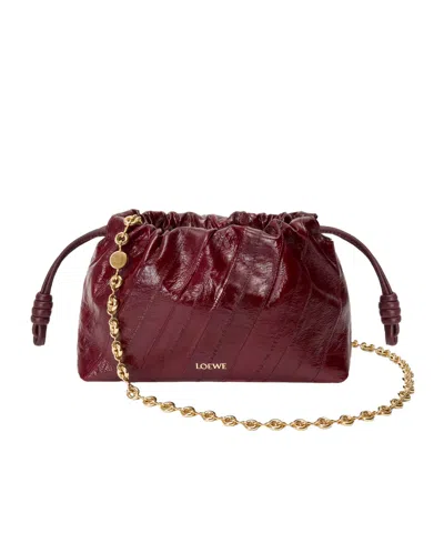 Loewe Mini Flamenco Purse In Eel In Burgundy