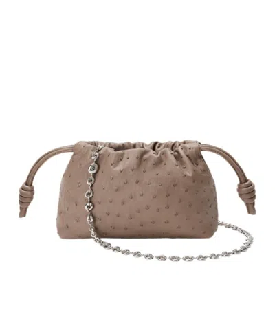 Loewe Mini Flamenco Purse In Ostrich In Brown