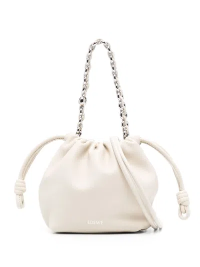 Loewe Mini Flamenco Shoulder Bag In White