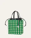 Loewe Mini Flower Beaded Tote Bag In Acetate In Tropical Green White
