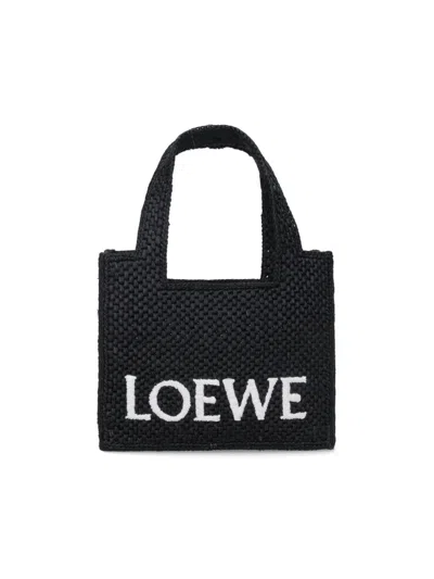 Loewe Mini "font" Tote Bag In Black  