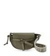 Loewe Gate Mini Canvas Jacquard-trimmed Leather Shoulder Bag In Green