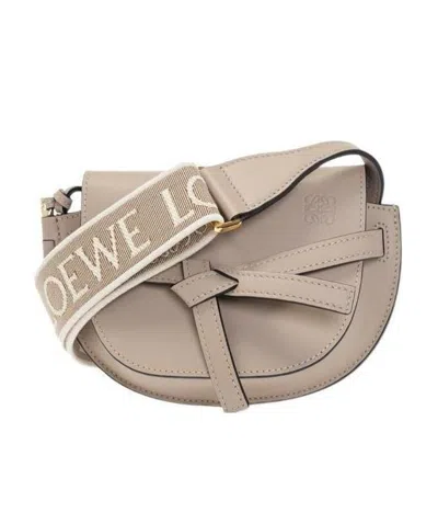 Loewe Mini Gate Dual Bag In Soft Calfskin And Jacquard In Nude