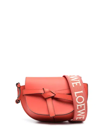 Loewe Mini Gate Dual Leather Crossbody Bag In Orange