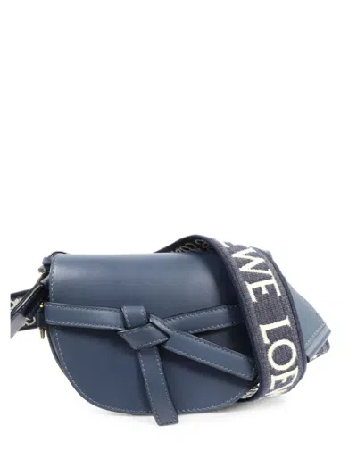 Pre-owned Loewe Mini Gate Leather Shoulder Bag In Blue