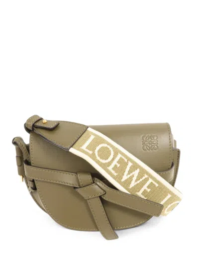 Pre-owned Loewe Mini Gate Leather Shoulder Bag In Green