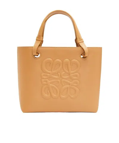 Loewe Mini Inflated Anagram Tote In Classic Calfskin In Sand