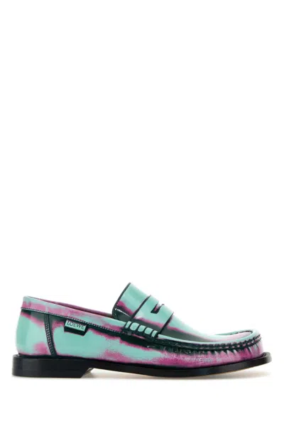 Loewe Mini Leather Campo Loafers For Women In Multi