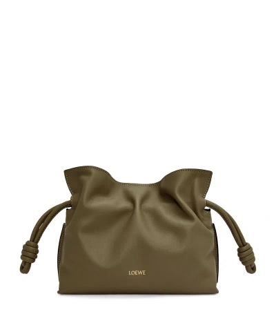 Loewe Mini Leather Flamenco Clutch Bag In Green
