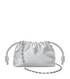 Loewe Mini Leather Flamenco Clutch Bag In Silver