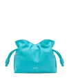 Loewe Flamenco Mini Clutch Bag In Napa Leather With Golden Foil Anagram In Turquoise