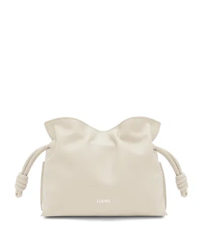 Loewe Mini Leather Flamenco Purse In White