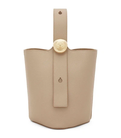 Loewe Mini Leather Pebble Bucket Bag In Beige