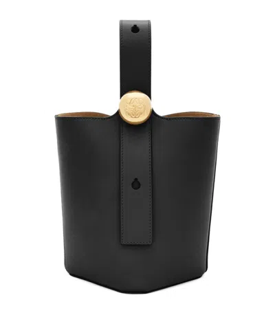 Loewe Mini Leather Pebble Bucket Bag In Black
