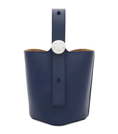 Loewe Mini Leather Pebble Bucket Bag In Abyss Blue