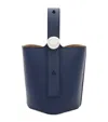 Loewe Mini Leather Pebble Bucket Bag In Blue