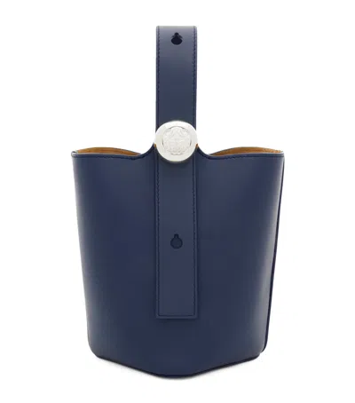 Loewe Mini Leather Pebble Bucket Bag In Blue