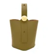 Loewe Mini Leather Pebble Bucket Bag In Green