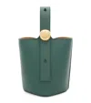 Shop Loewe Mini Leather Pebble Bucket Bag In Green