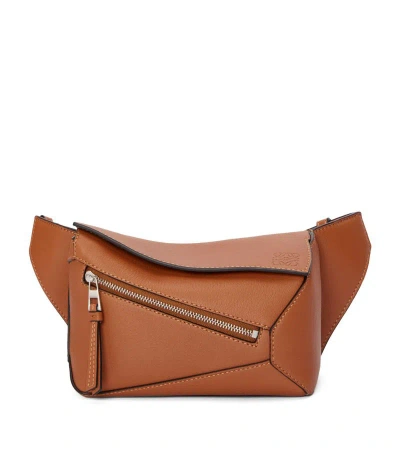 Loewe Mini Leather Puzzle Edge Belt Bag In Brown