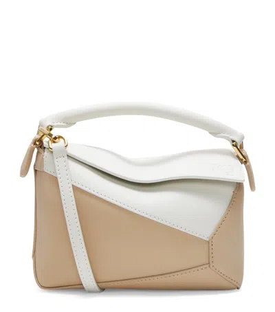 Loewe Mini Leather Puzzle Edge Top-handle Bag In Nude