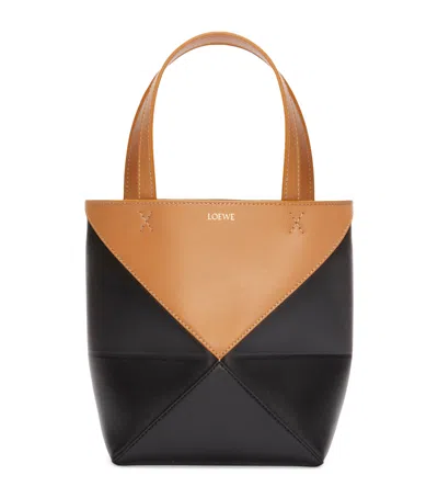 Loewe Mini Leather Puzzle Fold Tote Bag In Brown