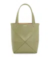 Loewe Mini Leather Puzzle Fold Tote Bag In Green