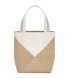 Loewe Mini Puzzle Foldable Bicolor Tote Bag In White