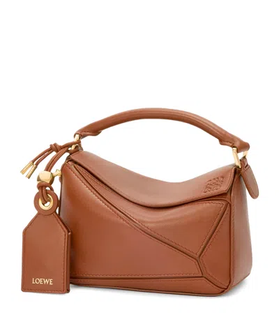 Loewe Mini Leather Puzzle Top-handle Bag In Brown