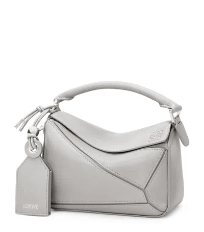 Loewe Mini Leather Puzzle Top-handle Bag In Gray