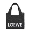 Loewe X Paula's Ibiza Font Logo Mini Tote Bag In Raffia In Black