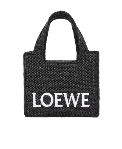 LOEWE MINI LOEWE FONT TOTE IN RAFFIA