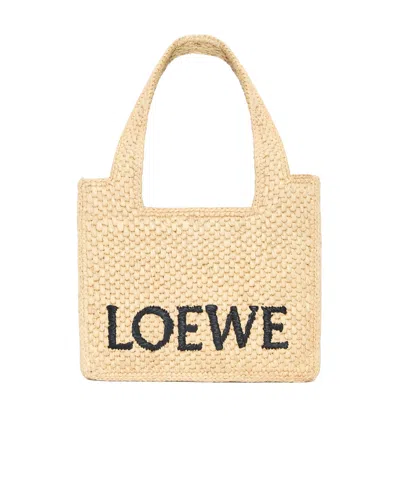 LOEWE MINI LOEWE FONT TOTE IN RAFFIA