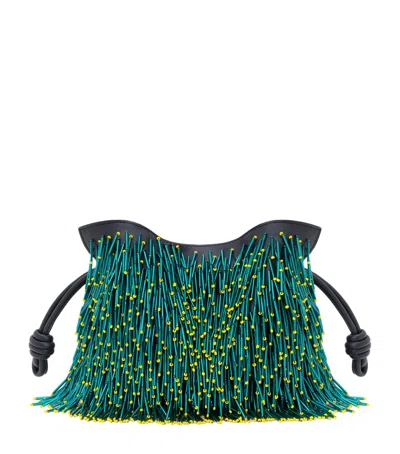 Loewe Mini Mimosa Flamenco Clutch Bag In Green