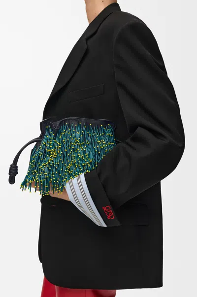 Loewe Mini Mimosa Flamenco Clutch In Beaded Nappa Lambskin For Woman In Multi