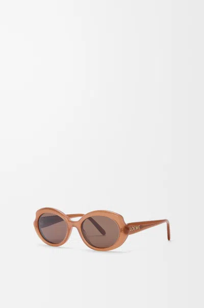 Loewe Womens Milky Caramel Mini Slim Oval-frame Acetate Sunglasses In Brown