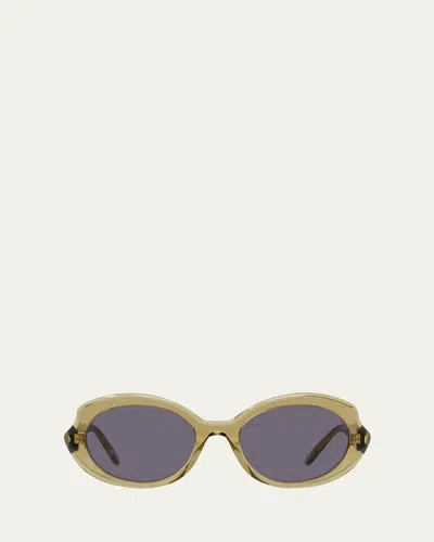 Loewe Mini Oval Slim Sunglasses In Green