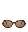 Shop Loewe Mini Oval Sunglasses In Brown