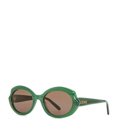 Loewe Mini Oval Sunglasses In Green