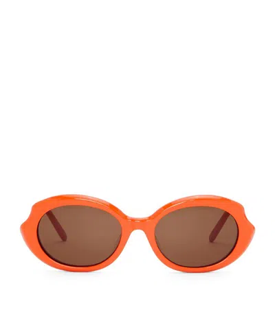 Loewe Mini Oval Sunglasses In Orange
